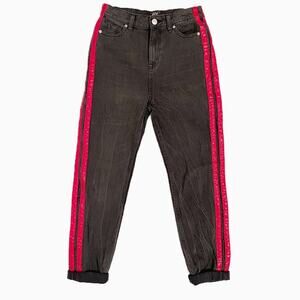 Urban Outfitters BDG Mom Jean  Black– Red Side Stripe Size 26